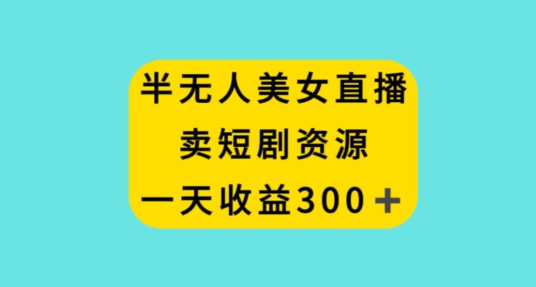 半无人美女直播,卖短剧资源,一天收益300+【揭秘】-阳知网创资源库