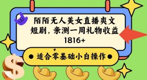 陌陌美女无人直播爽文短剧项目，亲测一个星期1800+【揭秘】-阳知网创资源库