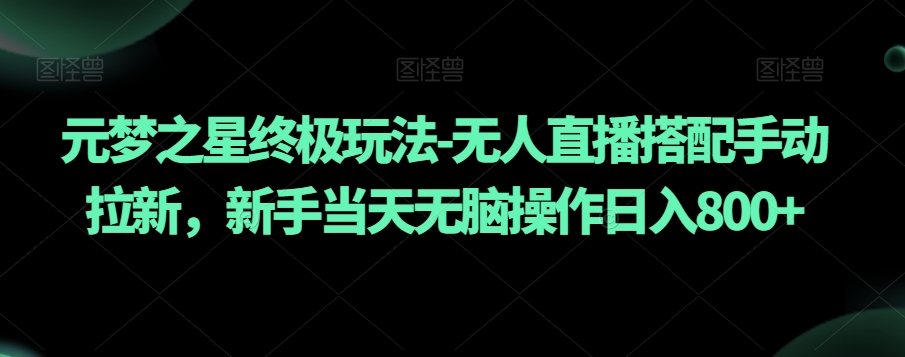 元梦之星终极玩法-无人直播搭配手动拉新,新手当天无脑操作日入800+【揭秘】-阳知网创资源库