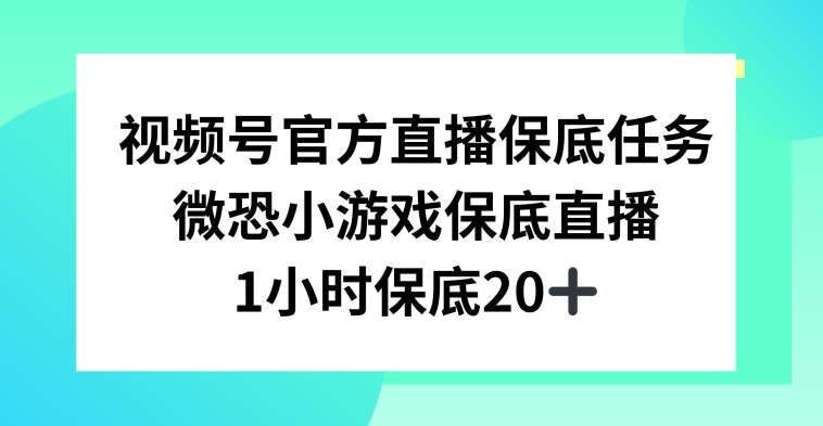 视频号直播任务,微恐小游戏,1小时20+【揭秘】-阳知网创资源库