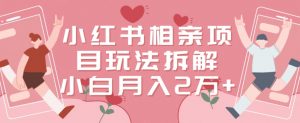 小红书相亲项目玩法拆解,有人通过这个副业项目做到了月收入2万多【揭秘】-阳知网创资源库
