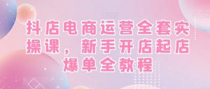 抖店电商运营全套实操课,新手开店起店爆单全教程-阳知网创资源库