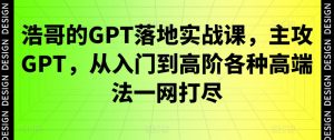 浩哥的GPT落地实战课,主攻GPT,从入门到高阶各种高端法一网打尽-阳知网创资源库