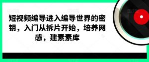 短视频编导进入编导世界的密钥,入门从拆片开始,培养网感,建素素库-阳知网创资源库