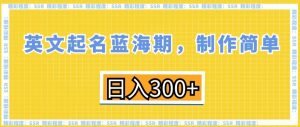 英文起名蓝海期，制作简单，日入300+【揭秘】-阳知网创资源库