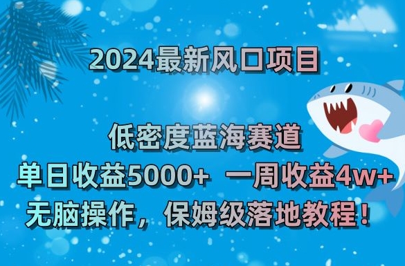 2024最新风口项目,低密度蓝海赛道,单日收益5000+,一周收益4w+!【揭秘】-阳知网创资源库