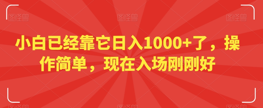 小白已经靠它日入1000+了,操作简单,现在入场刚刚好【揭秘】-阳知网创资源库