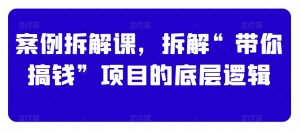 案例拆解课，拆解“带你搞钱”项目的底层逻辑-阳知网创资源库