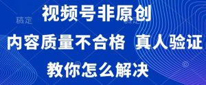 视频号非原创,内容质量不合格,真人验证,违规怎么解决【揭秘】-阳知网创资源库
