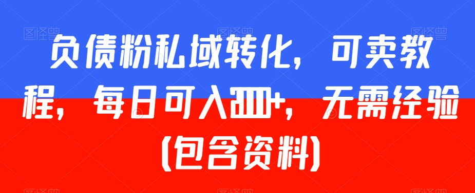 负债粉私域转化,可卖教程,每日可入2000+,无需经验(包含资料)【揭秘】-阳知网创资源库