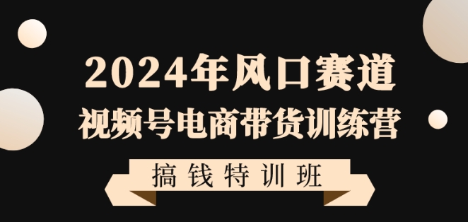 2024年风口赛道视频号电商带货训练营搞钱特训班,带领大家快速入局自媒体电商带货-阳知网创资源库