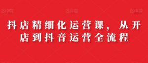 抖店精细化运营课,从开店到抖音运营全流程-阳知网创资源库