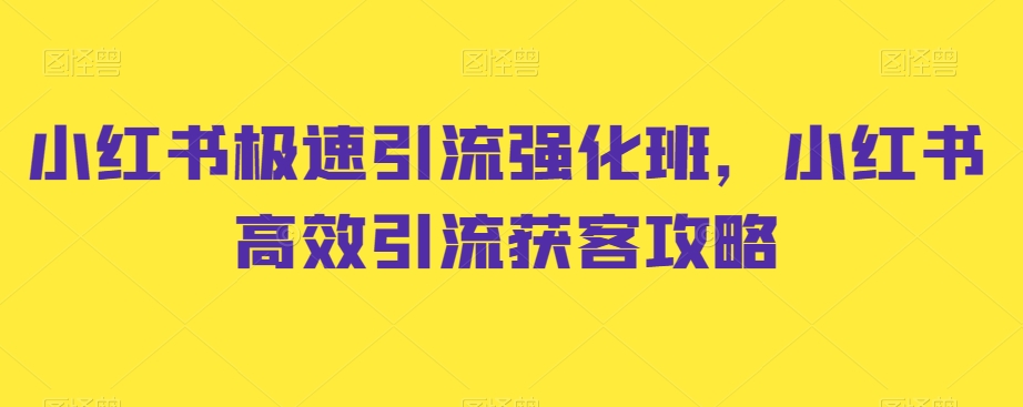 小红书极速引流强化班，小红书高效引流获客攻略-阳知网创资源库