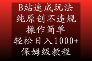 B站速成玩法,纯原创不违规,操作简单,轻松日入1000+,保姆级教程【揭秘】-阳知网创资源库