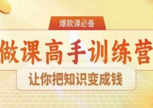 28天做课高手陪跑营,让你把知识变成钱-阳知网创资源库