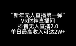 “新年无人直播第一弹“VR财神直播间,抖音无人直播2.0,单日最高收入可达2W+【揭秘】-阳知网创资源库