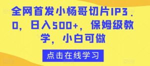 全网首发小杨哥切片IP3.0,日入500+,保姆级教学,小白可做【揭秘】-阳知网创资源库