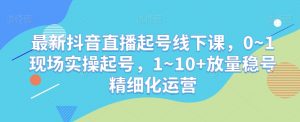 最新抖音直播起号线下课,0~1现场实操起号,1~10+放量稳号精细化运营-阳知网创资源库
