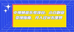 中视频音乐号项目：小白副业变现指南，月入过W不是梦【揭秘】-阳知网创资源库