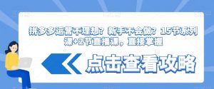 拼多多运营不理想?新手不会做?15节系列课+2节直播课,直接掌握-阳知网创资源库