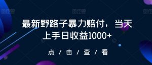 最新野路子暴力赔付，当天上手日收益1000+【仅揭秘】-阳知网创资源库