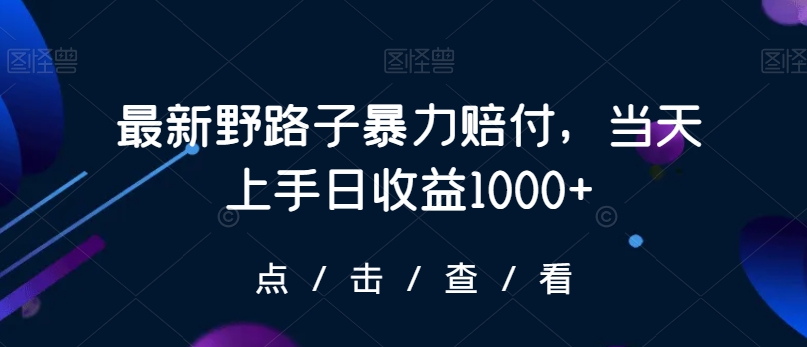最新野路子暴力赔付，当天上手日收益1000+【仅揭秘】-阳知网创资源库