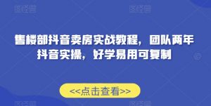 售楼部抖音卖房实战教程,团队两年抖音实操,好学易用可复制-阳知网创资源库