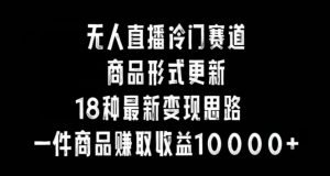 无人直播冷门赛道,商品形式更新,18种变现思路,一件商品赚取收益10000+【揭秘】-阳知网创资源库