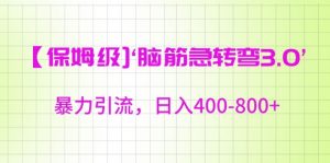 保姆级脑筋急转弯3.0,暴力引流,日入400-800+【揭秘】-阳知网创资源库
