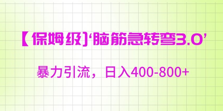 保姆级脑筋急转弯3.0,暴力引流,日入400-800+【揭秘】-阳知网创资源库