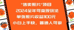 2024全年可变现玩法”售卖照片”单张照片收益1100元小白上手快，普通人可做【揭秘】-阳知网创资源库