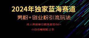 2024年独家蓝海赛道，成人用品单日卖货变现4W+，男粉+创业粉引流玩法，不愁搞不到流量【揭秘】-阳知网创资源库