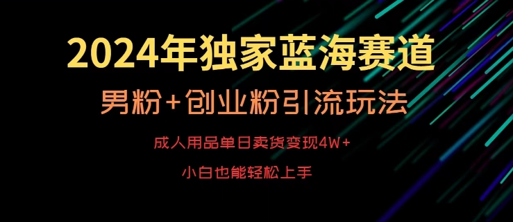 2024年独家蓝海赛道,成人用品单日卖货变现4W+,男粉+创业粉引流玩法,不愁搞不到流量【揭秘】-阳知网创资源库