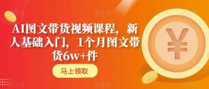 AI图文带货视频课程,新人基础入门,1个月图文带货6w+件-阳知网创资源库