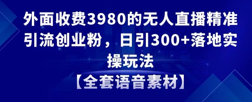 外面收费3980的无人直播精准引流创业粉,日引300+落地实操玩法【全套语音素材】【揭秘】-阳知网创资源库