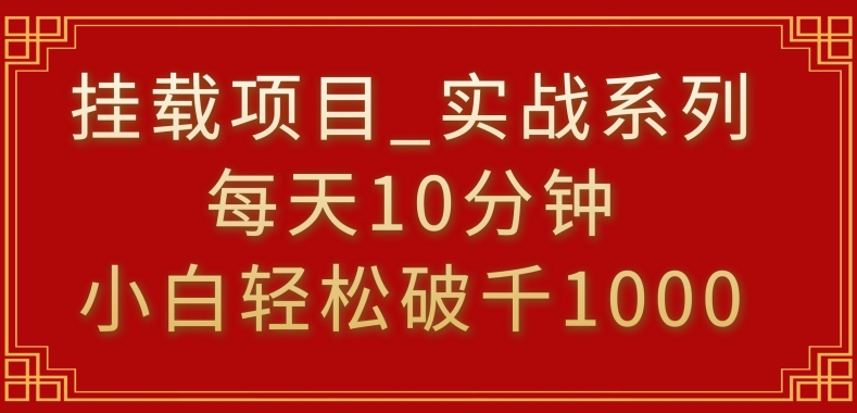 挂载项目,小白轻松破1000,每天10分钟,实战系列保姆级教程【揭秘】-阳知网创资源库