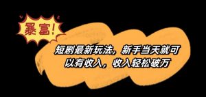 短剧最新玩法,新手当天就可以有收入,收入轻松破万【揭秘】-阳知网创资源库