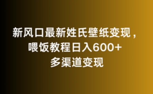 新风口最新姓氏壁纸变现,喂饭教程日入600+【揭秘】-阳知网创资源库