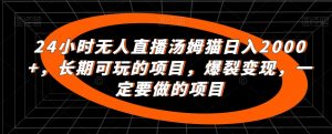 24小时无人直播汤姆猫日入2000+，长期可玩的项目，爆裂变现，一定要做的项目【揭秘】-阳知网创资源库