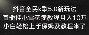抖音全民k歌5.0新玩法，直播挂小雪花卖教程月入10万，小白轻松上手，保姆及教程来了【揭秘】-阳知网创资源库