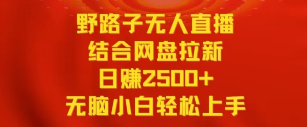 野路子无人直播结合网盘拉新,日赚2500+,小白无脑轻松上手【揭秘】-阳知网创资源库