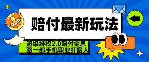 超级维权2.0全新玩法,2024赔付全思路职业打假一部手机搞定【仅揭秘】-阳知网创资源库