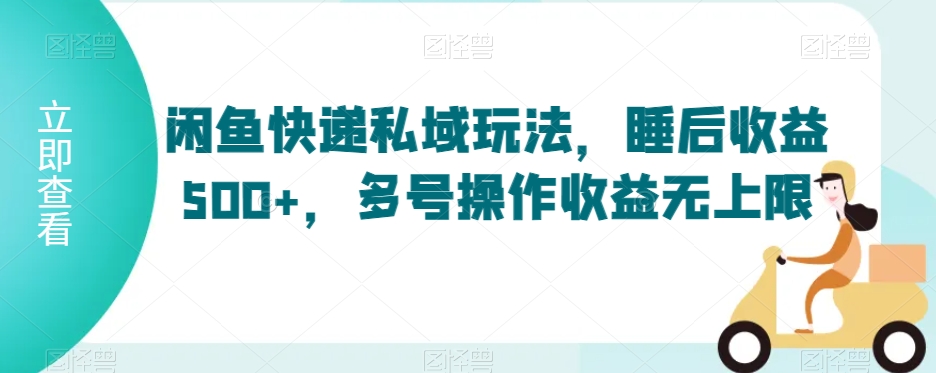闲鱼快递私域玩法,睡后收益500+,多号操作收益无上限【揭秘】-阳知网创资源库