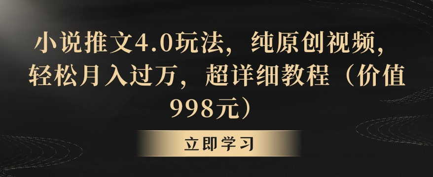 小说推文4.0玩法，纯原创视频，轻松月入过万，超详细教程（价值998元）【揭秘】-阳知网创资源库