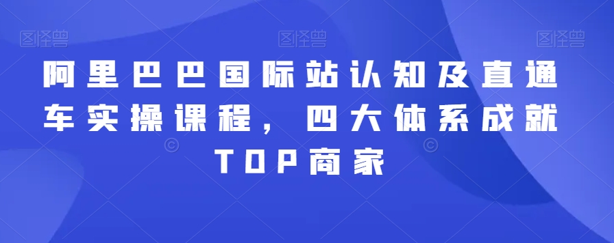 阿里巴巴国际站认知及直通车实操课程,四大体系成就TOP商家-阳知网创资源库