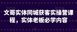 文哥实体同城获客实操营课程,实体老板必学内容-阳知网创资源库