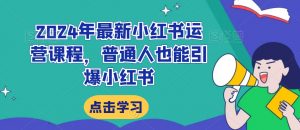 2024年最新小红书运营课程,普通人也能引爆小红书-阳知网创资源库