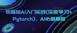 零基础AI入门实战(深度学习+Pytorch)，AI必备基础-阳知网创资源库