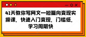 41天教你写网文—短篇向变现实操课,快速入门变现,门槛低,学习周期快-阳知网创资源库