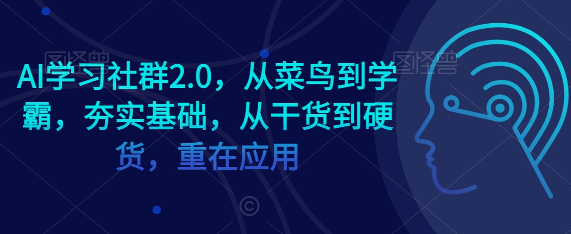 AI学习社群2.0,从菜鸟到学霸,夯实基础,从干货到硬货,重在应用-阳知网创资源库